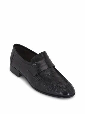 Men's eel Black Leather Penny Loafers
